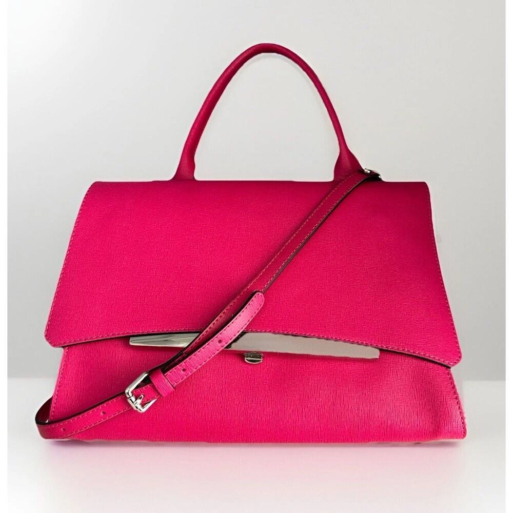 NWT Gianni Chiarini Dua Handbag Hot Pink Leather One Handle Bag Italy Metallic